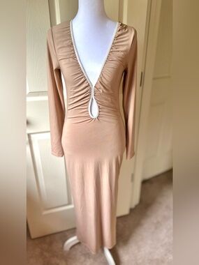 NWT Abercrombie & Fitch Long Sleeve Cutout Keyhole Midi Dress SZ SM